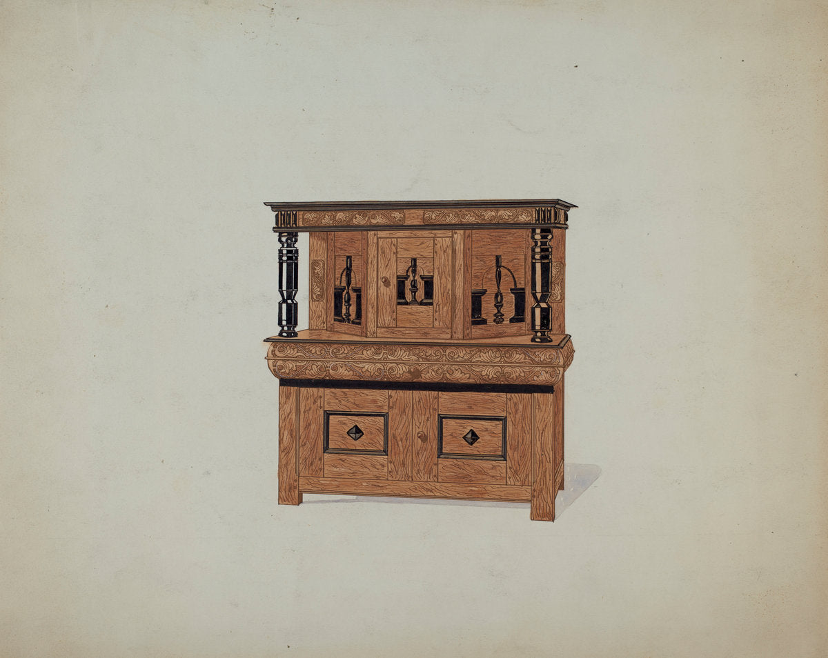 Guilford Press Cupboard by Martin Partyka (American, active c. 1935), 16X12"(A3)Poster Print