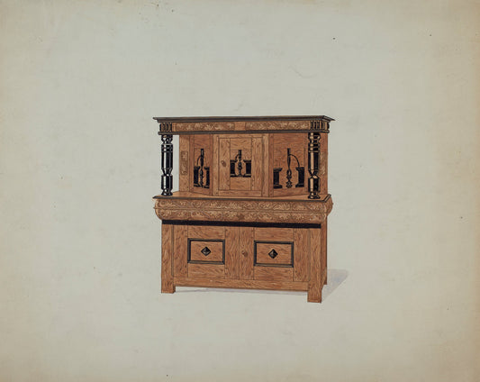 Guilford Press Cupboard by Martin Partyka (American, active c. 1935), 16X12"(A3)Poster Print