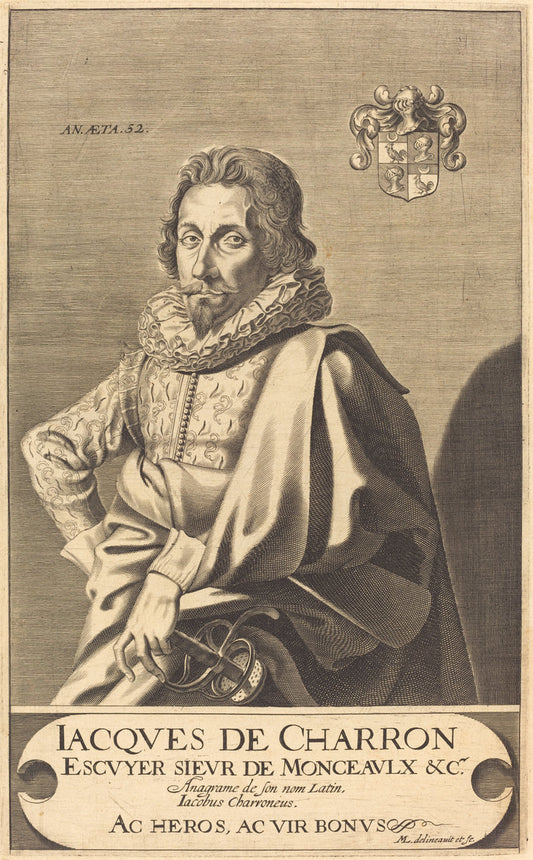 Jacques de Charron by Michel Lasne (French, 1590 or before - 1667), 16X12"(A3)Poster Print