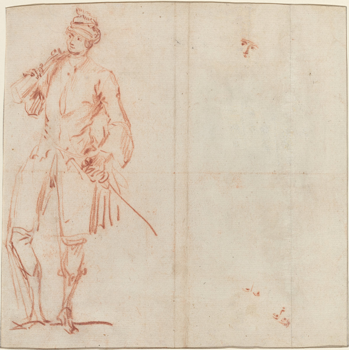 A Comic Actor Dressed as a Gentleman [recto] by Jean-Baptiste Joseph Pater (French, 1695 - 1736), 16X12"(A3)Poster Print