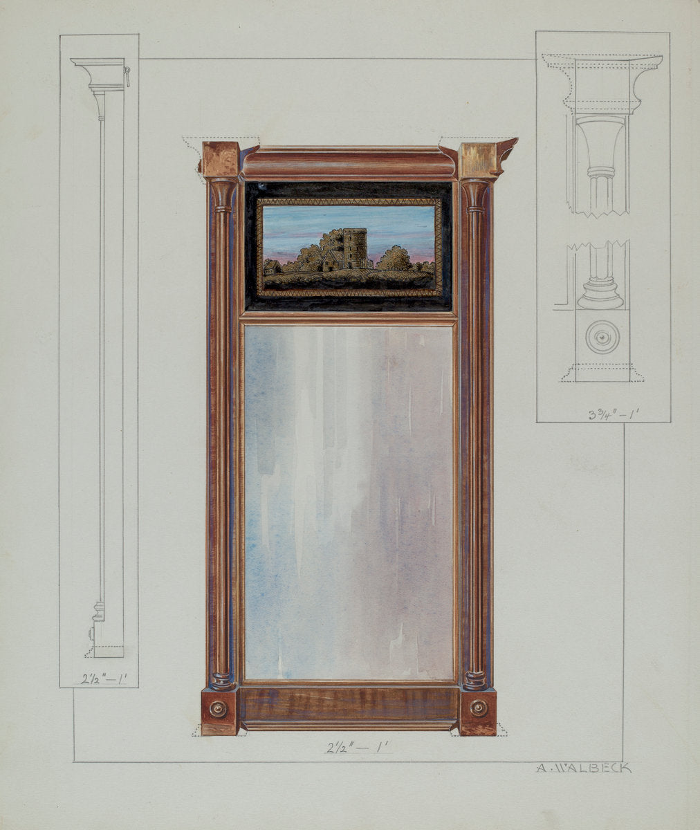Colonial Mirror by Alfred Walbeck (American, active c. 1935), 16X12"(A3)Poster Print