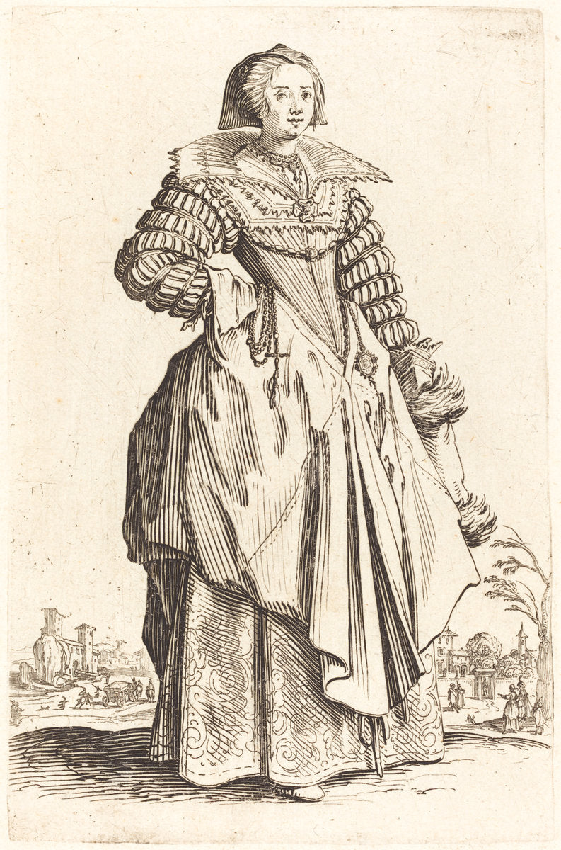 Noble Woman with Large Collar by Jacques Callot (French, 1592 - 1635), 16X12"(A3)Poster Print