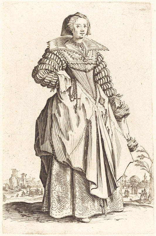 Noble Woman with Large Collar by Jacques Callot (French, 1592 - 1635), 16X12"(A3)Poster Print
