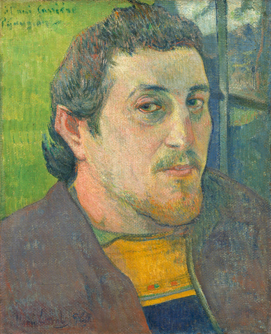 Self-Portrait Dedicated to Carrière by Paul Gauguin (French, 1848 - 1903), 16X12"(A3)Poster Print