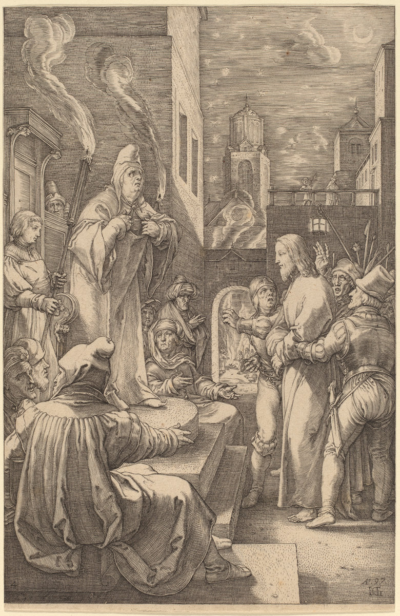 Christ before Caiphas by Hendrik Goltzius (Dutch, 1558 - 1617), 16X12"(A3)Poster Print