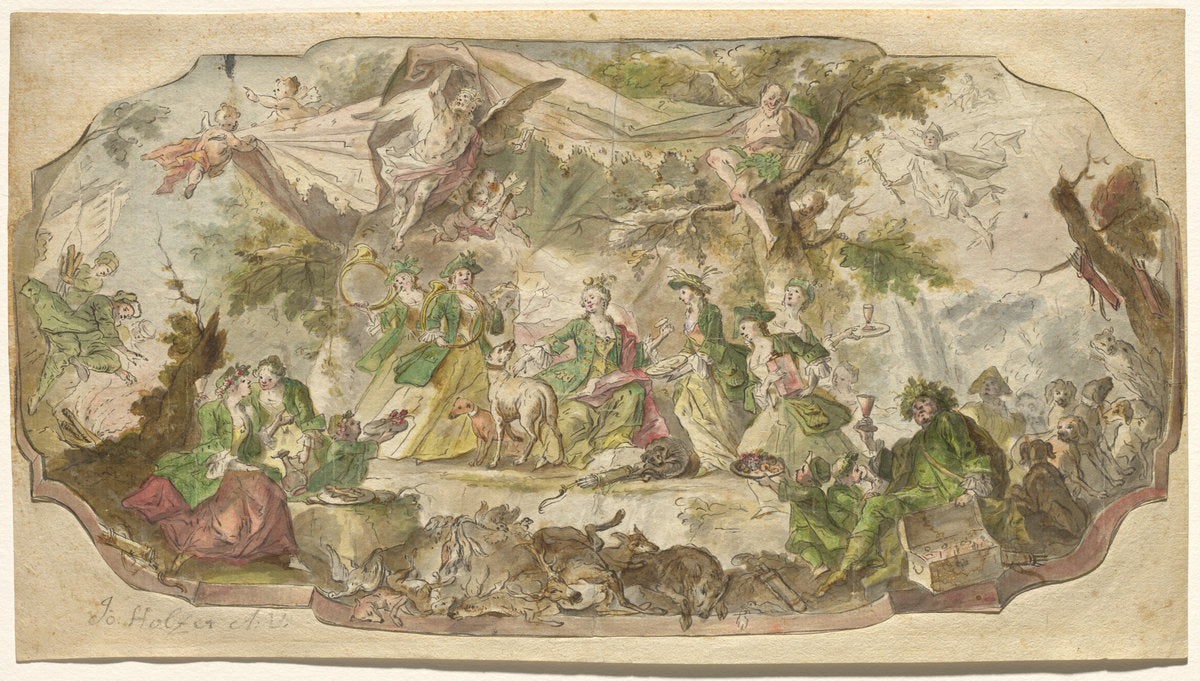 Diana Resting after the Hunt by Johann Baptist Enderle (German, 1725 - 1798), 16X12"(A3)Poster Print