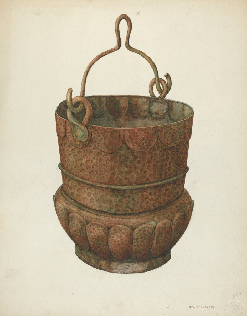 Hammered-Copper Bucket by William Kieckhofel (American, active c. 1935), 16X12"(A3)Poster Print