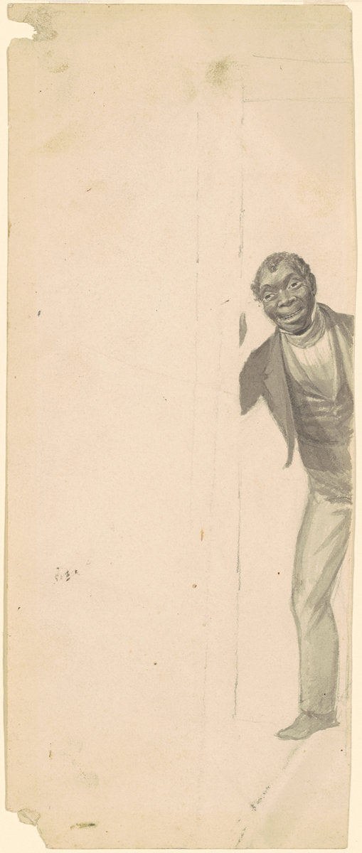 Man at a Doorway by James Goodwyn Clonney (American, 1812 - 1867), 16X12"(A3)Poster Print