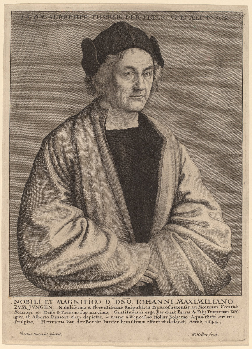 Albrecht Durer's Father by Wenceslaus Hollar after Albrecht Dürer (Bohemian, 1607 - 1677), 16X12"(A3)Poster Print