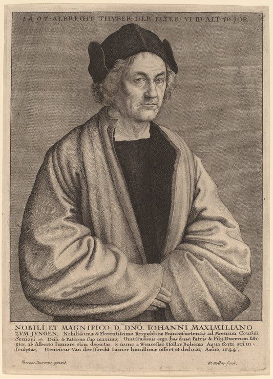 Albrecht Durer's Father by Wenceslaus Hollar after Albrecht Dürer (Bohemian, 1607 - 1677), 16X12"(A3)Poster Print