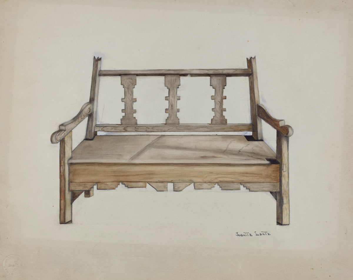 Bench by Juanita Lantz (American, active c. 1935), 16X12"(A3)Poster Print