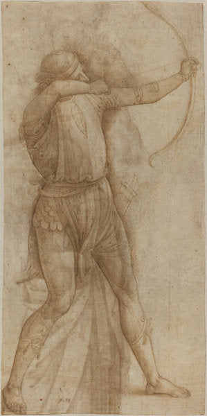 c. 1500 by Style of Pietro Perugino (Figure of an Archer [recto]), 16X12"(A3)Poster Print