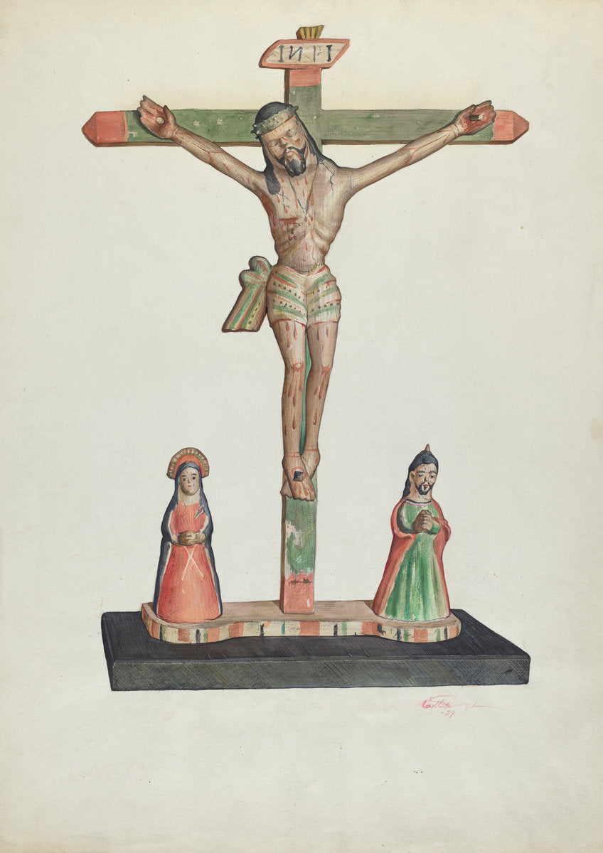 Crucifix by Carl O'Bergh (American, 1911 - 1978), 16X12"(A3)Poster Print