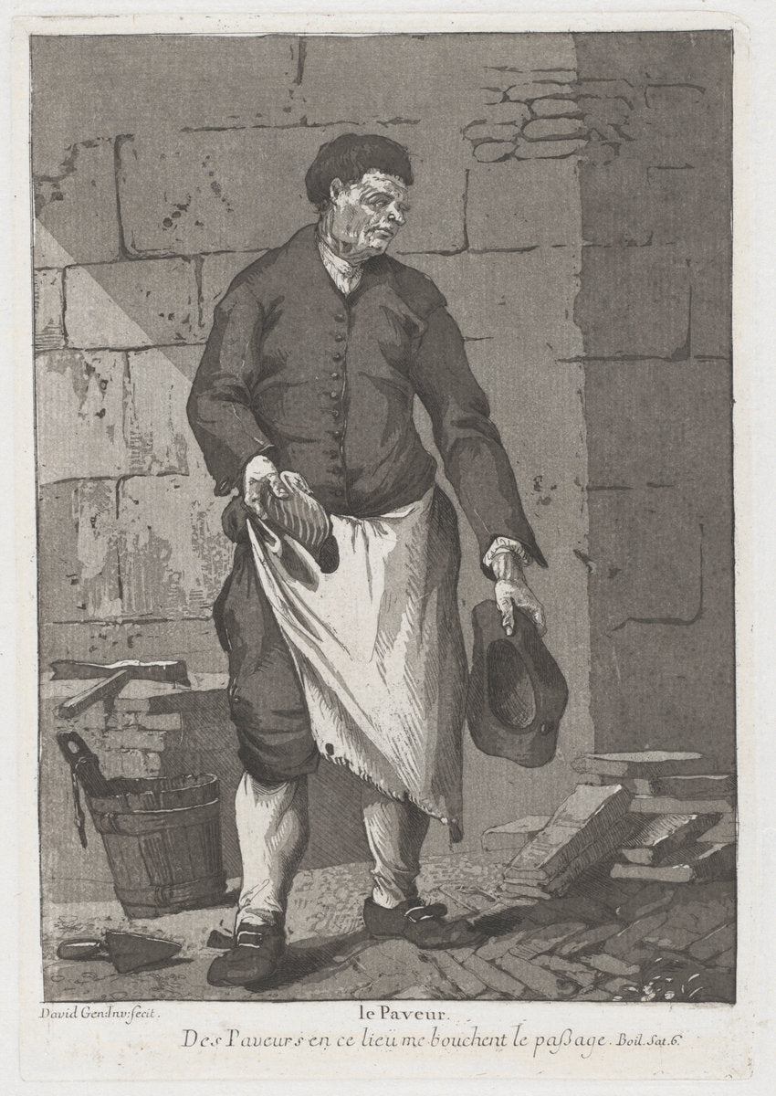 Le Paveur (The Road Paver) by Giovanni David (Italian, 1743 - 1790), 16X12"(A3)Poster Print