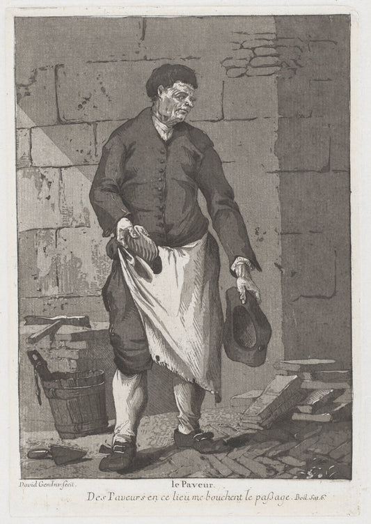Le Paveur (The Road Paver) by Giovanni David (Italian, 1743 - 1790), 16X12"(A3)Poster Print