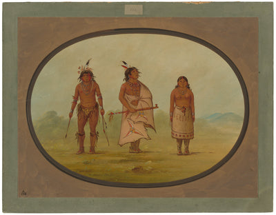 Mohave Chief, a Warrior, and His Wife by George Catlin (American, 1796 - 1872), 16X12"(A3)Poster Print