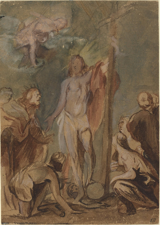 The Risen Christ Surrounded by Saints by Jan Boeckhorst (Flemish, born Germany, 1604 - 1668), 16X12"(A3)Poster Print