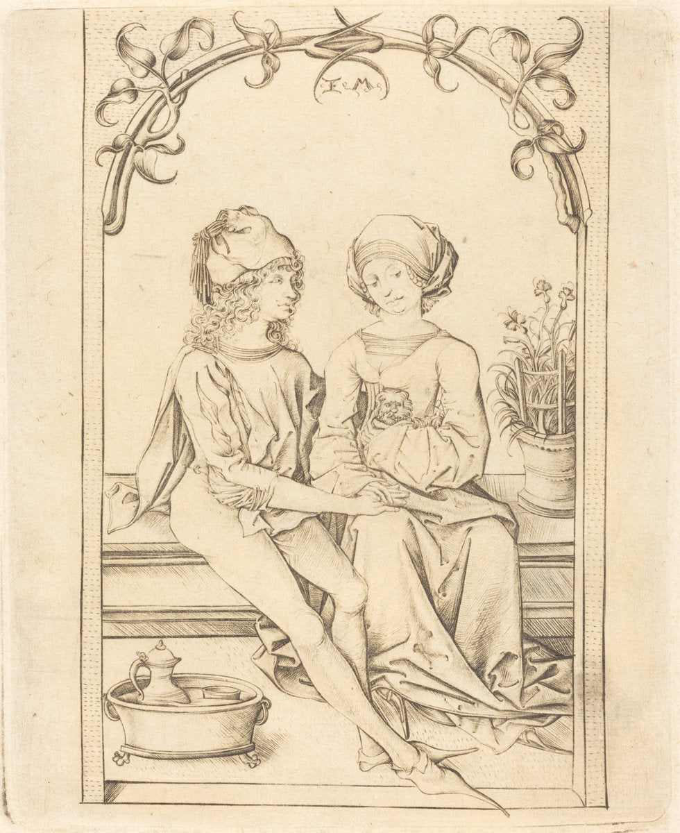 The Lovers by Israhel van Meckenem after Wenzel von Olmutz after Master of the Housebook (German, c. 1445 - 1503), 16X12"(A3)Poster Print