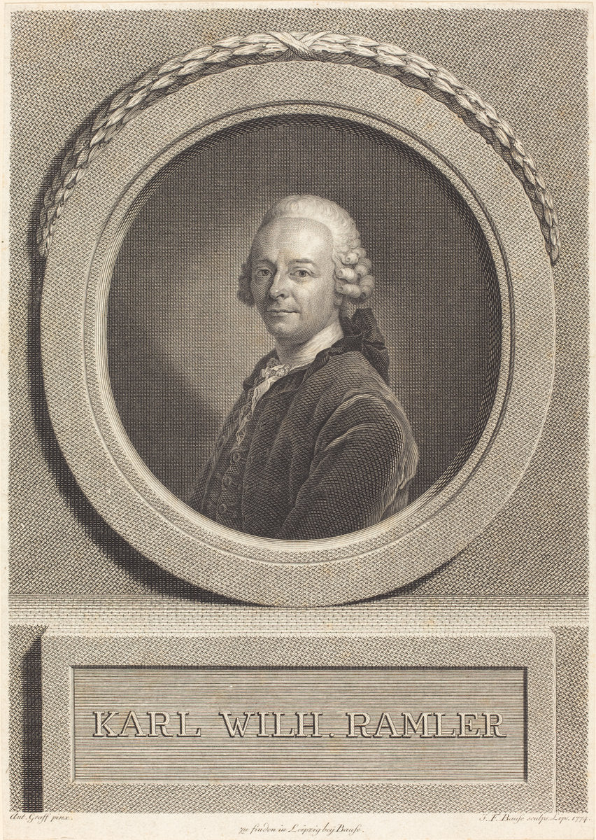 Karl Ramler by Johann Friedrich Bause after Anton Graff (German, 1738 - 1814), 16X12"(A3)Poster Print