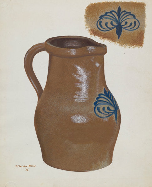Stoneware Pitcher by Jerome Hoxie (American, active c. 1935), 16X12"(A3)Poster Print
