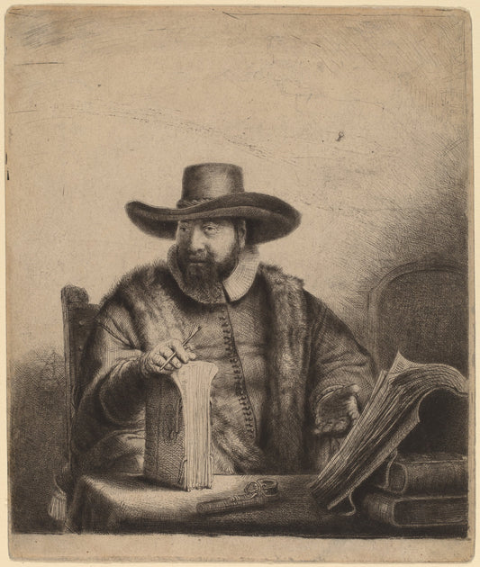 Cornelis Claesz Anslo by Rembrandt van Rijn (Dutch, 1606 - 1669), 16X12"(A3)Poster Print