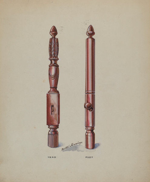 Bed Posts by Walter W. Jennings (American, active c. 1935), 16X12"(A3)Poster Print