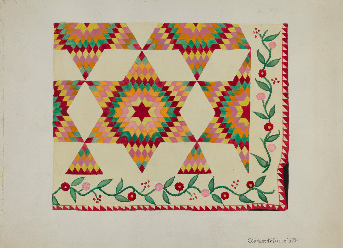 Applique Quilt by Cornelius Frazier (American, active c. 1935), 16X12"(A3)Poster Print