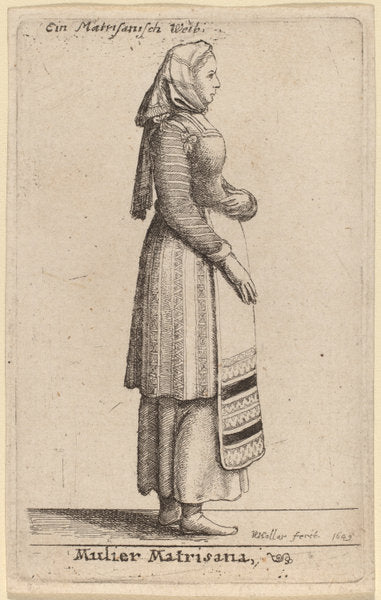 Mulier Matrisana by Wenceslaus Hollar (Bohemian, 1607 - 1677), 16X12"(A3)Poster Print