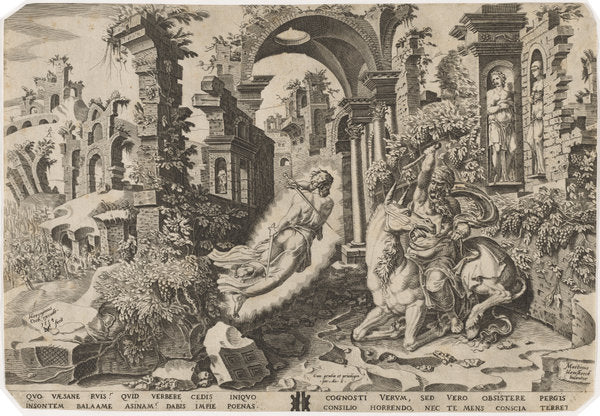 Balaam and the Angel by Dirck Volckertz Coornhert, after Maerten van Heemskerck (Netherlandish, 1522 - 1590), 16X12"(A3)Poster Print