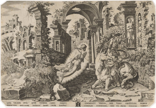 Balaam and the Angel by Dirck Volckertz Coornhert, after Maerten van Heemskerck (Netherlandish, 1522 - 1590), 16X12"(A3)Poster Print