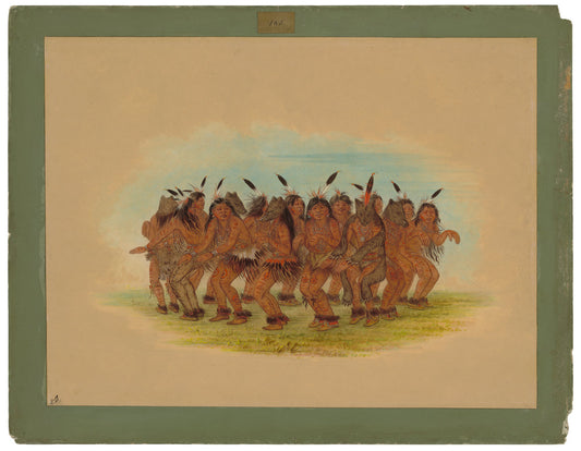 Bear Dance - K'nisteneux by George Catlin (American, 1796 - 1872), 16X12"(A3)Poster Print