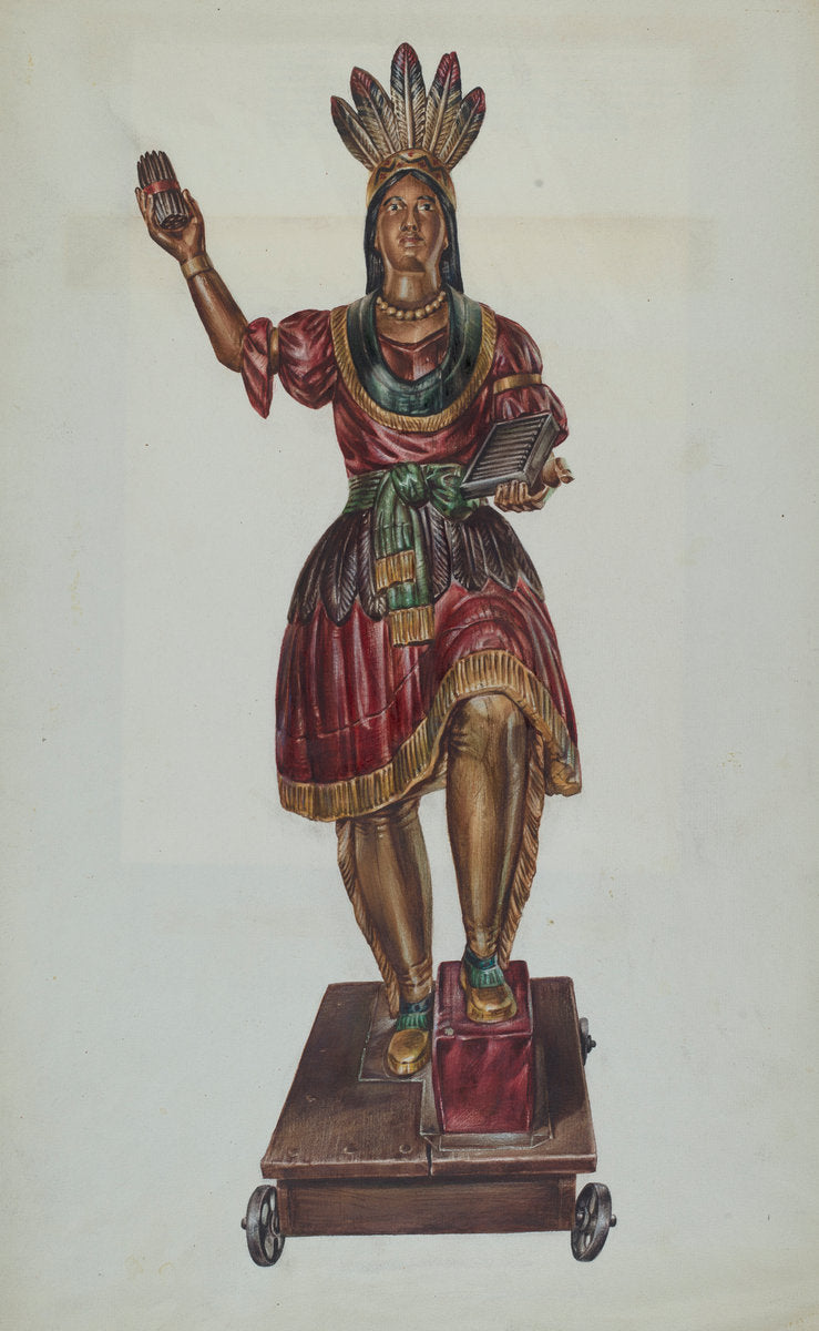 Cigar Store Indian by James McLellan (American, active c. 1935), 16X12"(A3)Poster Print
