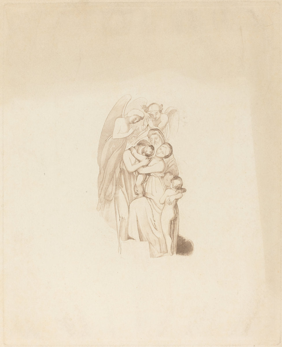 19th century by British 19th Century (Holy Family? with Angels), 16X12"(A3)Poster Print