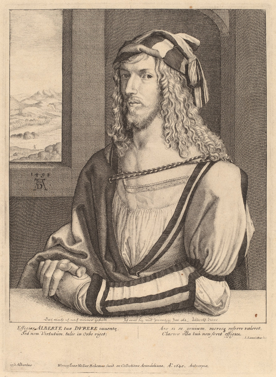 Albrecht Durer by Wenceslaus Hollar after Albrecht Dürer (Bohemian, 1607 - 1677), 16X12"(A3)Poster Print