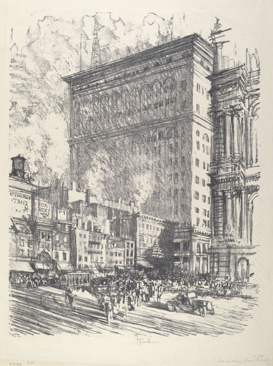 City Hall Square and Wanamaker Building by Joseph Pennell (American, 1857 - 1926), 16X12"(A3)Poster Print