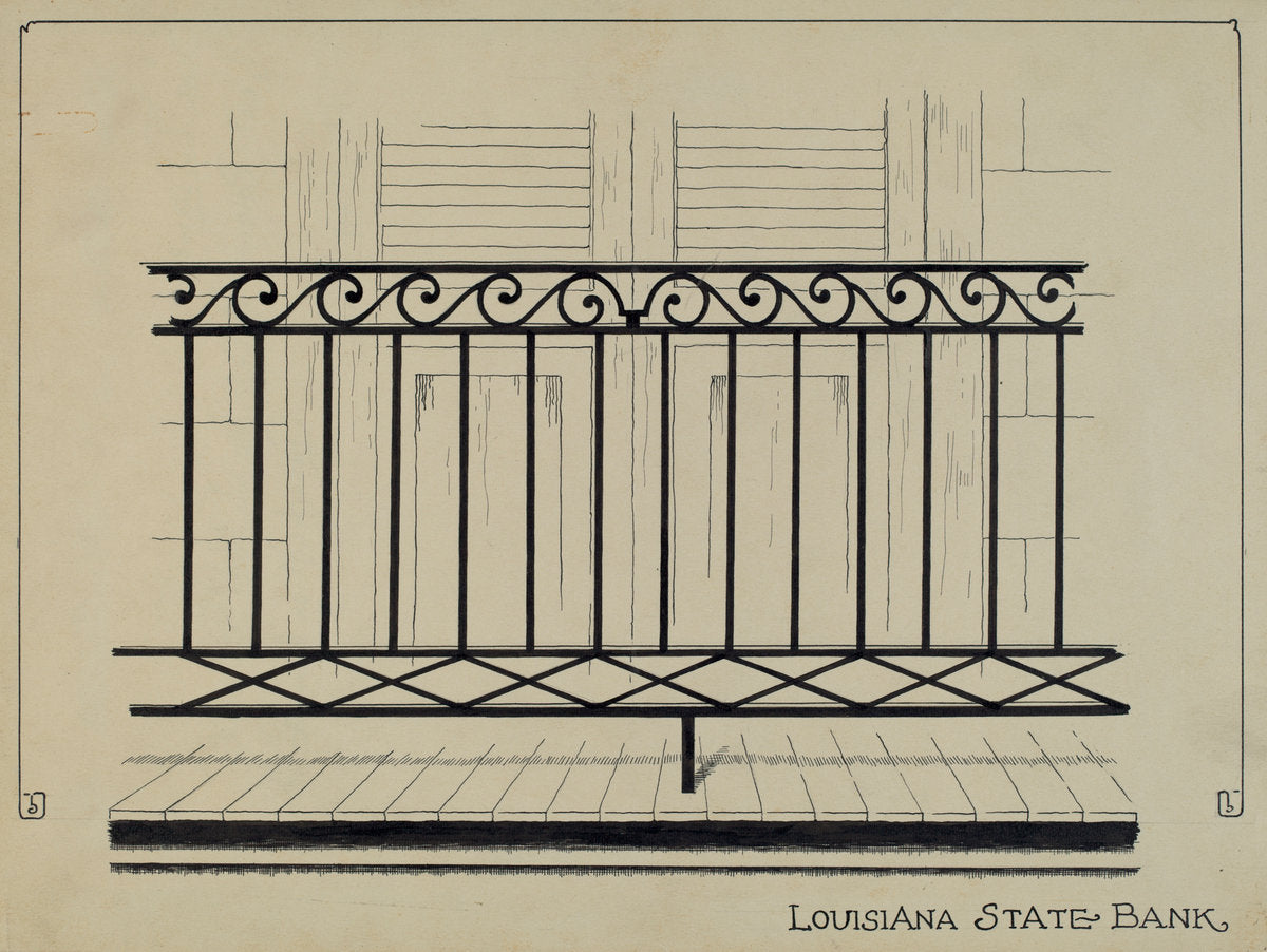Balcony Railing by Ray Price (American, active c. 1935), 16X12"(A3)Poster Print