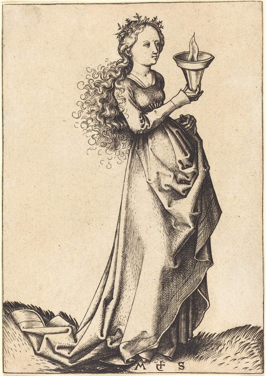 First Wise Virgin by Martin Schongauer (German, c. 1450 - 1491), 16X12"(A3)Poster Print