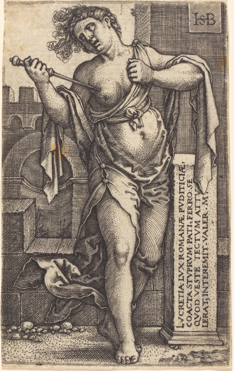 Lucretia Standing by Sebald Beham (German, 1500 - 1550), 16X12"(A3)Poster Print