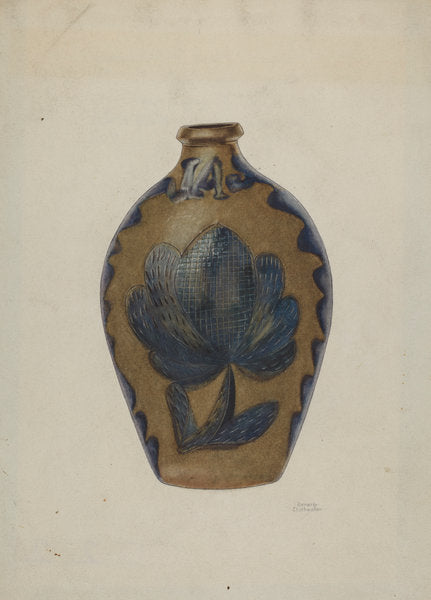 Pa. German Stoneware Flask by Beverly Chichester (American, active c. 1935), 16X12"(A3)Poster Print