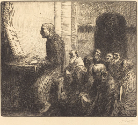 Monk Playing the Organ in Church (Moine jouant de l'orgue a l'eglise) by Alphonse Legros (French, 1837 - 1911), 16X12"(A3)Poster Print