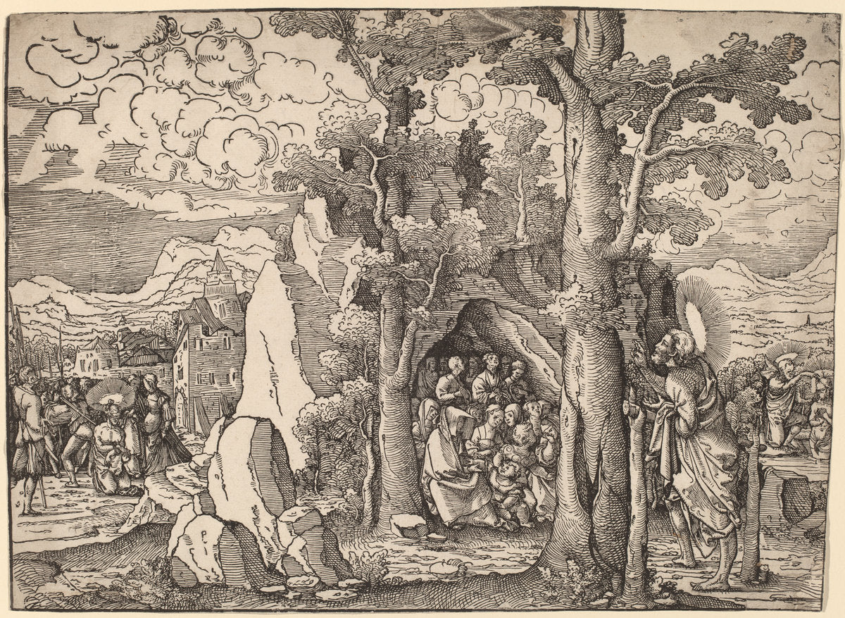Saint John the Baptist Preaching by Frans Crabbe van Espleghem (Flemish, c. 1480 - 1552), 16X12"(A3)Poster Print