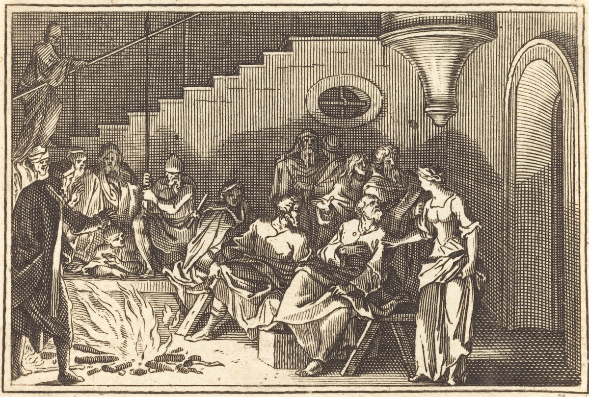 engraving by after Sébastien Le Clerc I (Peter Denying Christ), 16X12"(A3)Poster Print