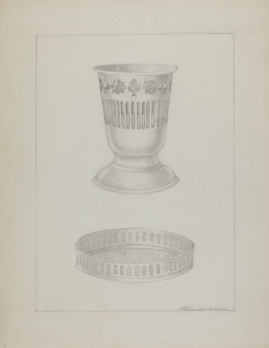 Silver Glass Holder by Ludmilla Calderon (American, active c. 1935), 16X12"(A3)Poster Print