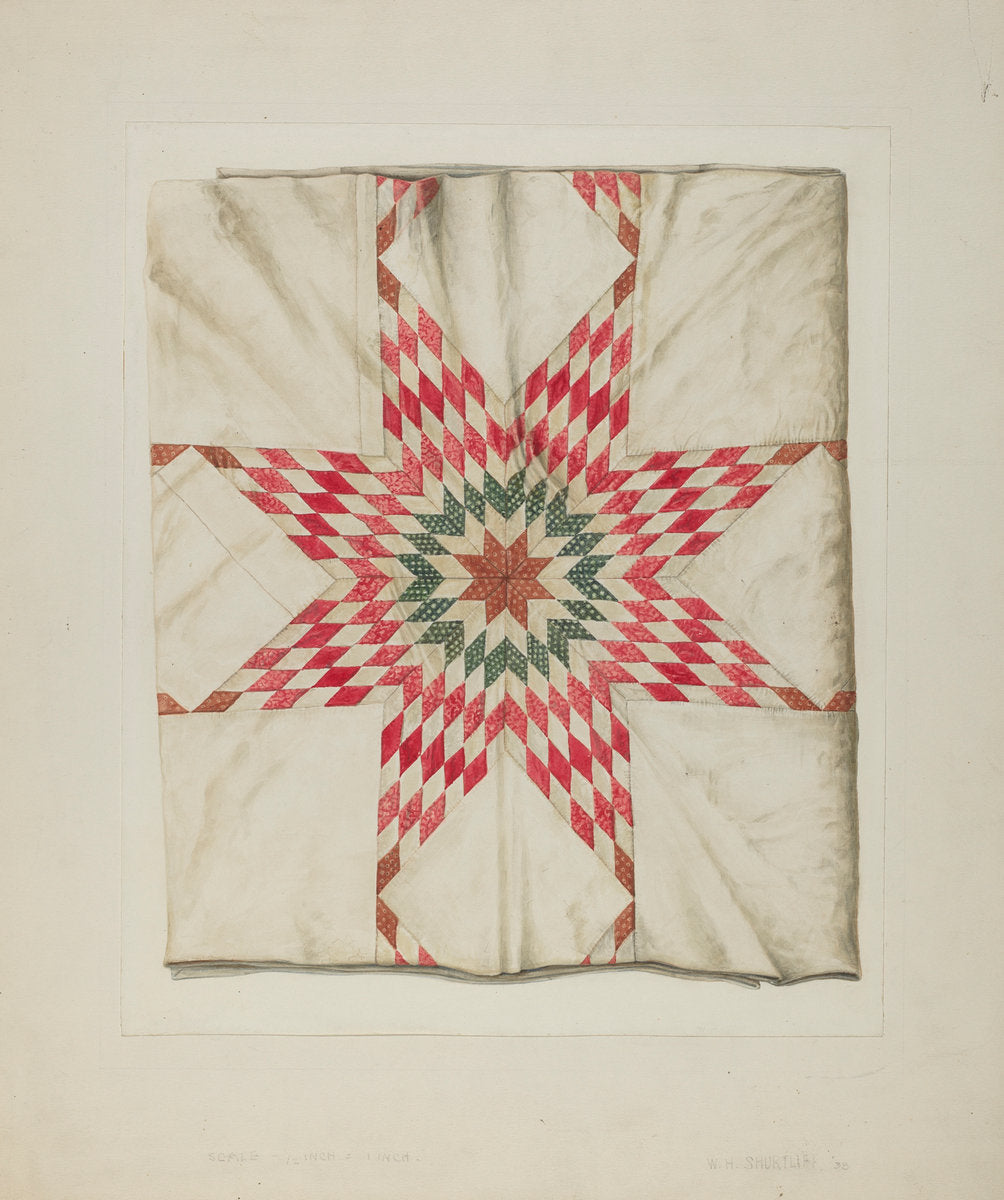 Hand Made Quilt by Wilford H. Shurtliff (American, active c. 1935), 16X12"(A3)Poster Print
