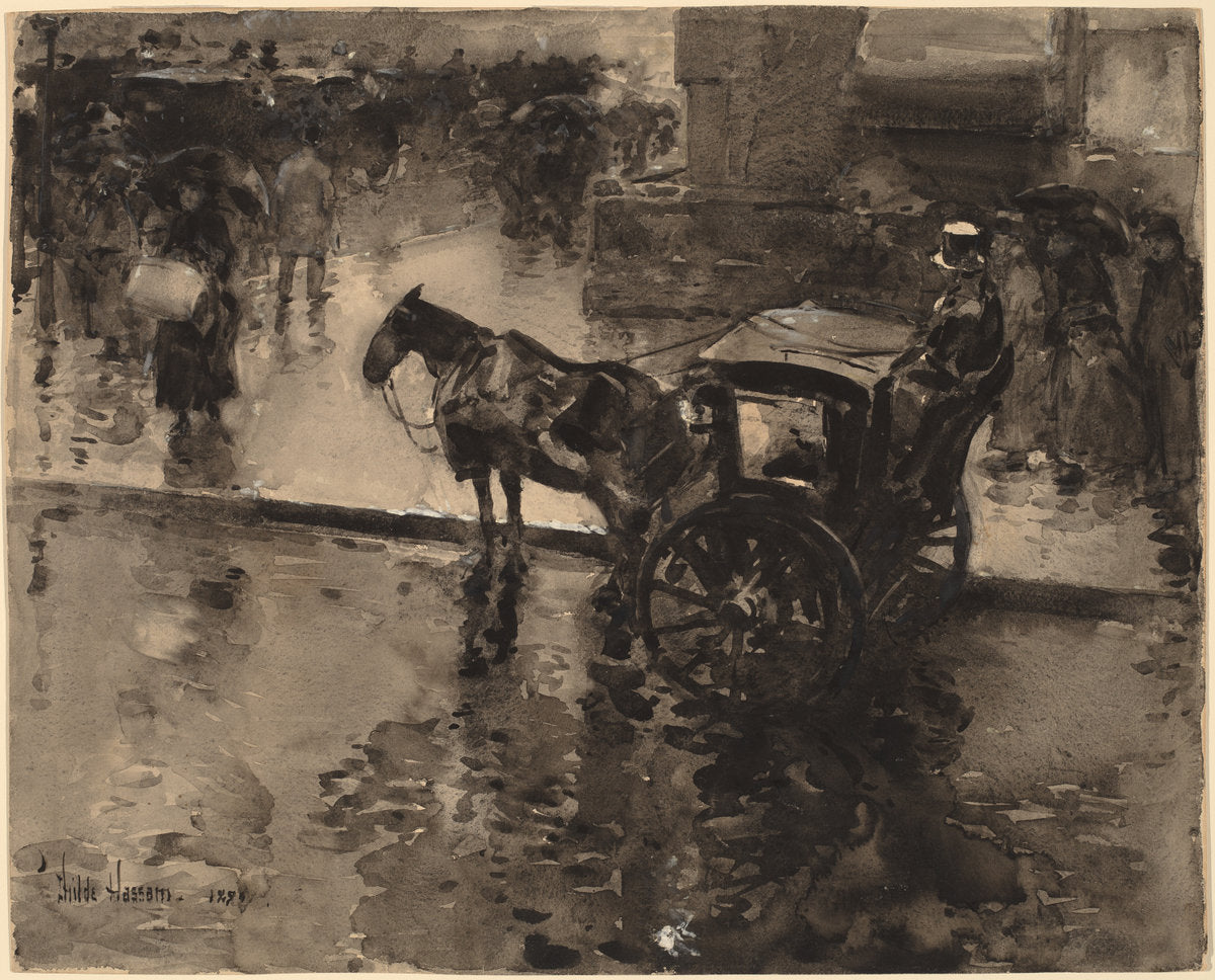 The Up-Tide on the Avenue by Childe Hassam (American, 1859 - 1935), 16X12"(A3)Poster Print