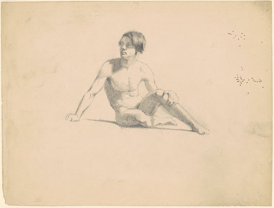 Seated Male Nude [recto] by James Goodwyn Clonney (American, 1812 - 1867), 16X12"(A3)Poster Print