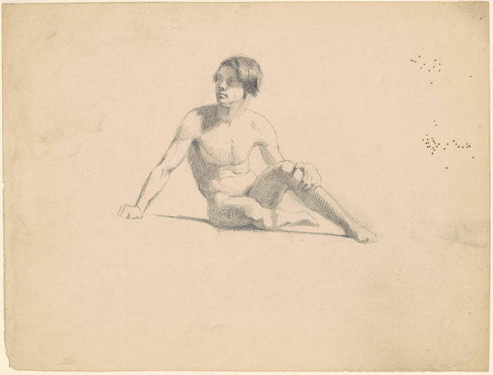 Seated Male Nude [recto] by James Goodwyn Clonney (American, 1812 - 1867), 16X12