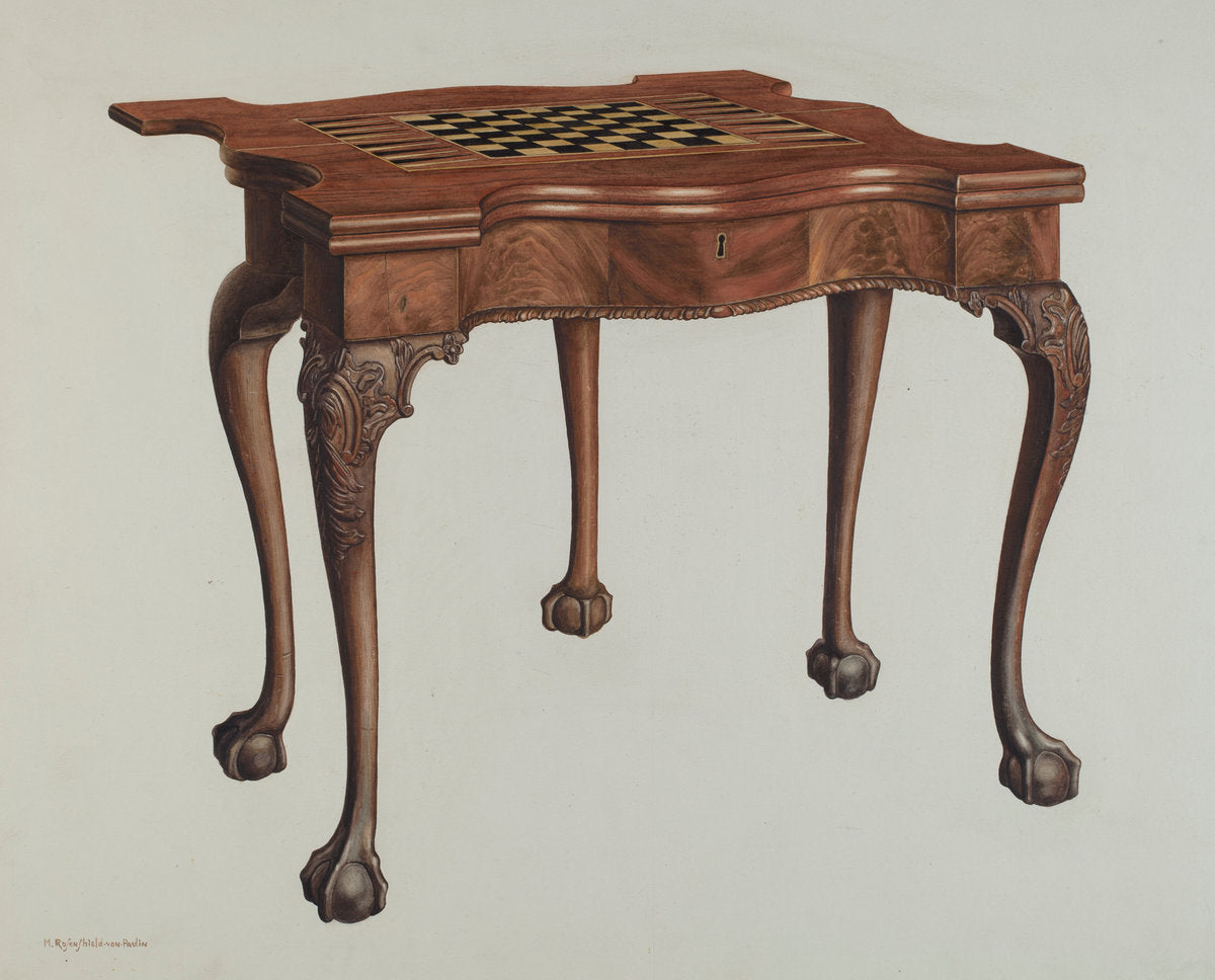 Gaming Table by M. Rosenshield-von-Paulin (American, active c. 1935), 16X12"(A3)Poster Print
