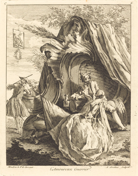 l'Amoureux Guerrier by Antoine Aveline after Jean Mondon (French, 1691 - 1743), 16X12"(A3)Poster Print