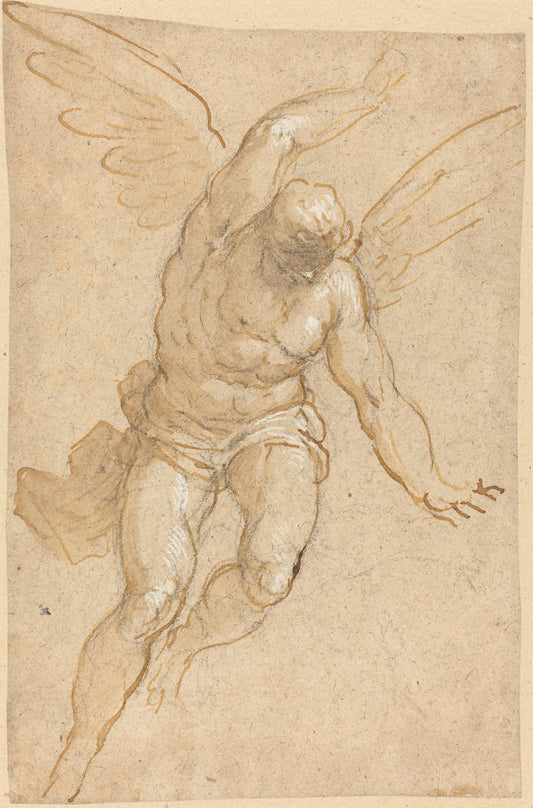 A Flying Angel by Jacopo Palma il Giovane (Venetian, 1544 or 1548 - 1628), 16X12"(A3)Poster Print